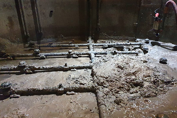 Réseau d'aération d'un bassin tampon à réhabiliter